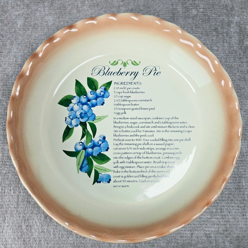 Nantucket Blueberry Pie Recipe Ceramic 10 Inch Deep Dish Scalloped Pie Plate